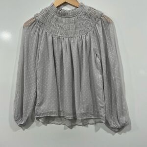 Ann Taylor gray long sleeve peasant blouse